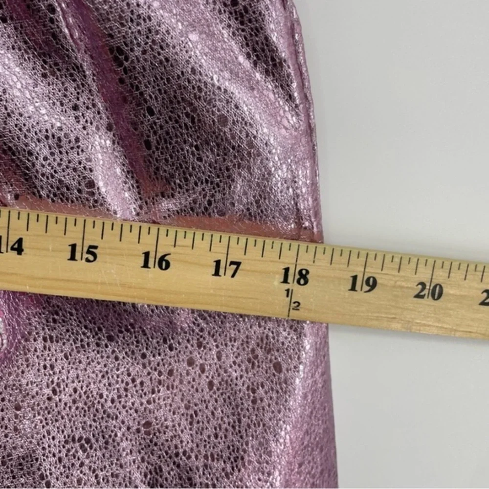 Pretty little‎ thing Pink Tie Waist Cracked Vinyl Crop Trousers